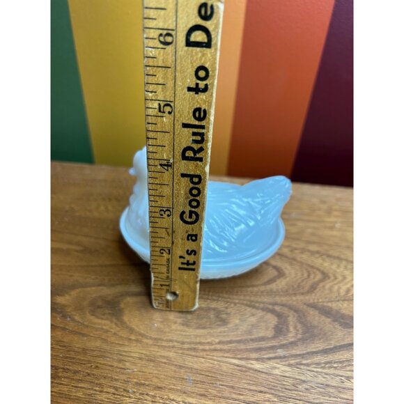 Milkglass glass hen on a nest HON collectable catch all trinket dish Hazel Atlas - Picture 9 of 9